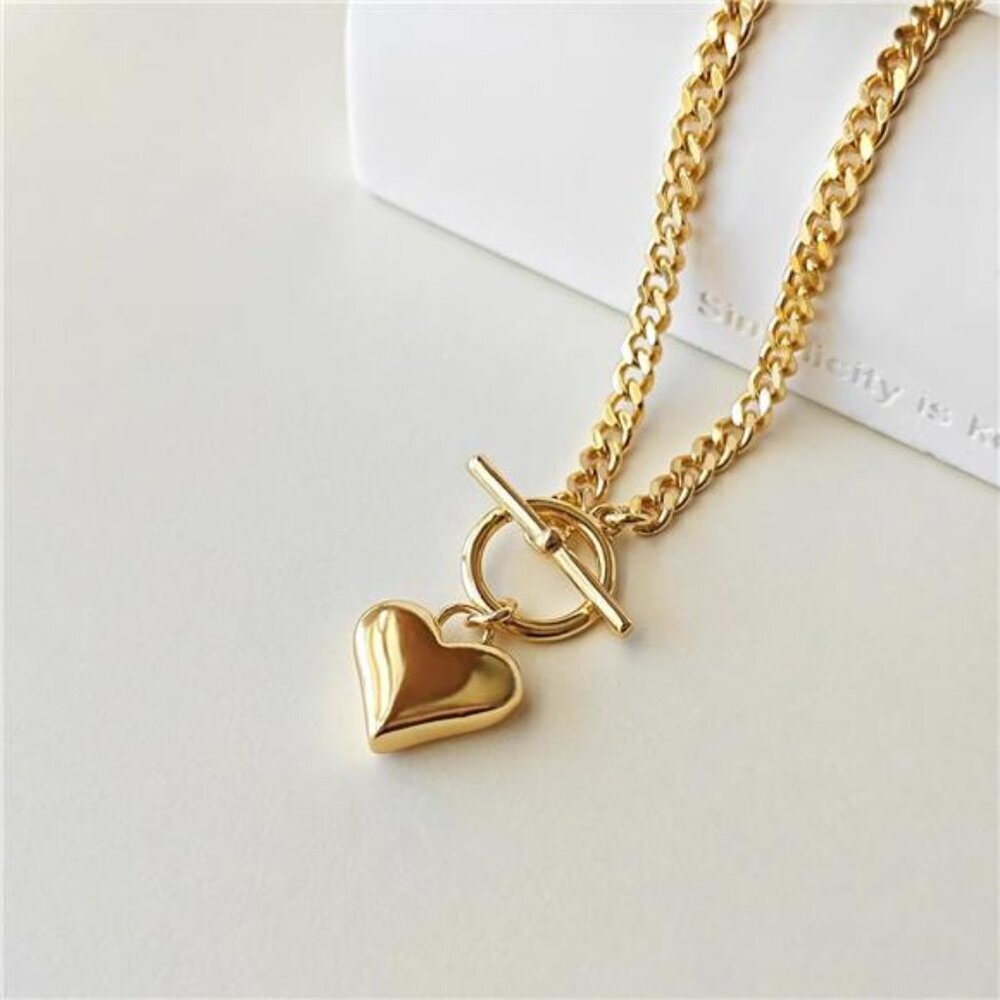Heart Necklace for Women Gold Plated Trendy Heart Choker Lover